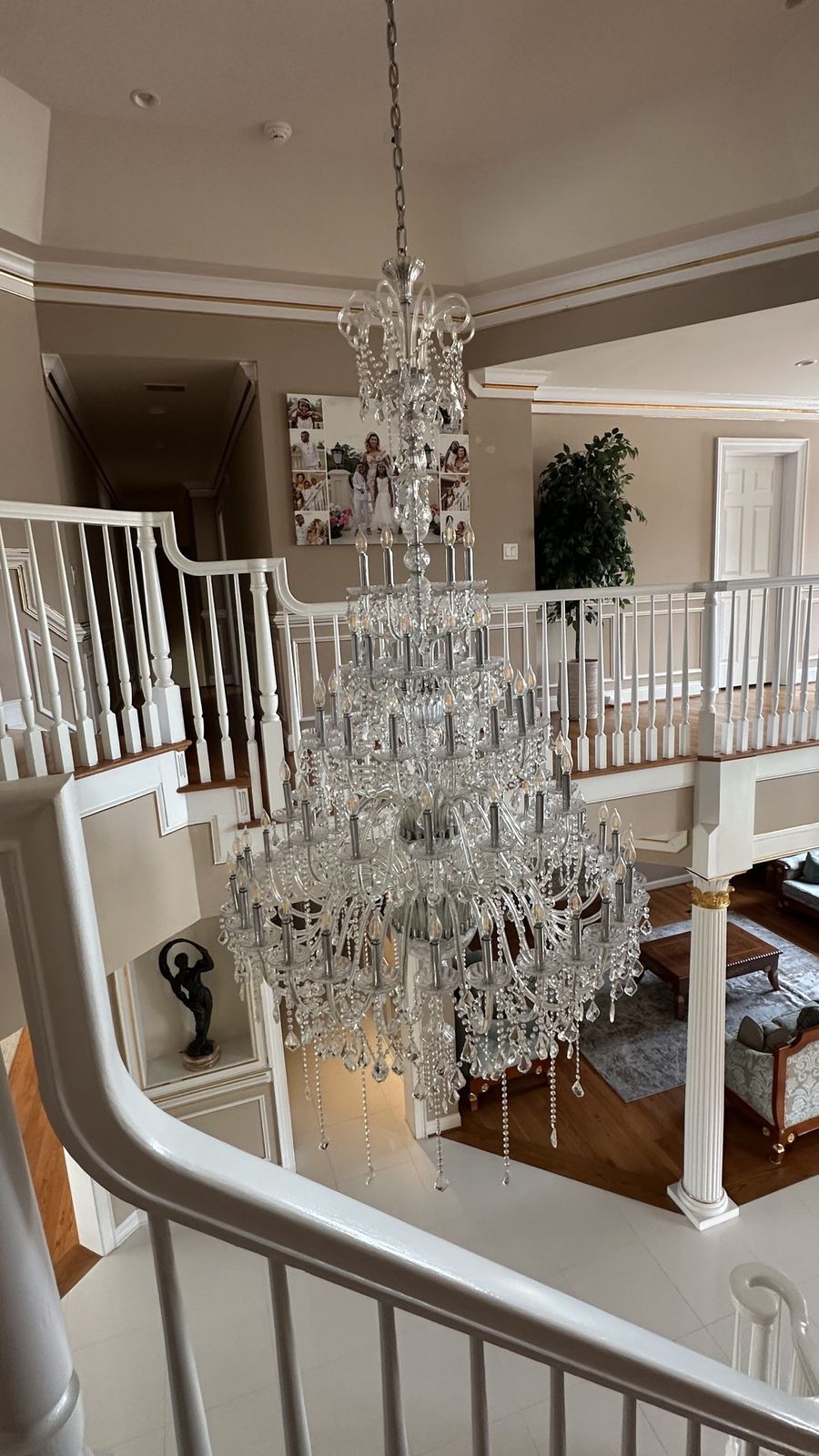 Stairwell and chandelier, Darnestown